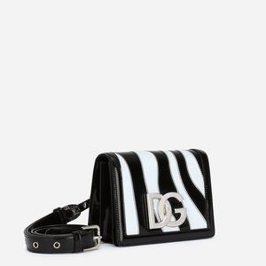 NWT 2023 Dolce & Gabana Black & White Zebra Design Patchwork 3.5 Crossbody Bag